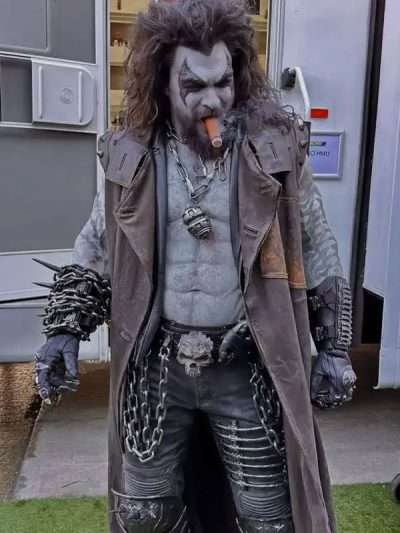 Jason Momoa Supergirl 2026 BTS Brown Leather Coat