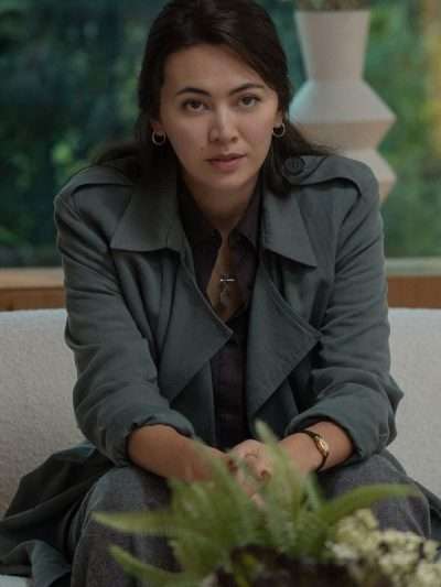 Jessica Henwick Silo 2026 Dark Olive Grey Trench Coat