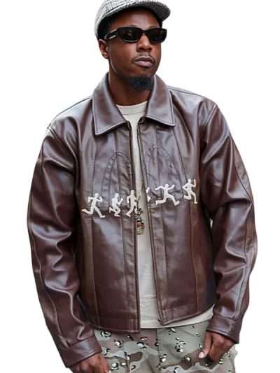 NYFW 2026 Joey Bada$$ Brown Leather Jacket