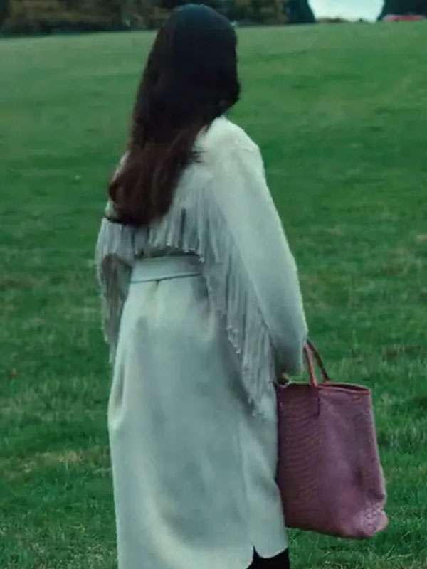 Kaya Scodelario The Gentlemen S02 White Fringe Wool Coat