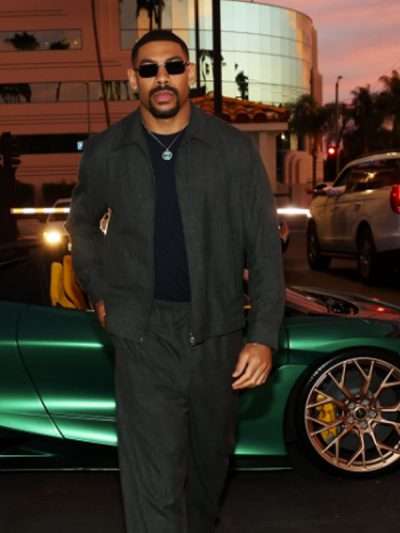Lanterns LA Premiere 2026 Aaron Pierre Grey Cotton Jacket