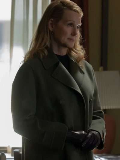 Laura Linney Lanterns 2026 Green Wool Coat