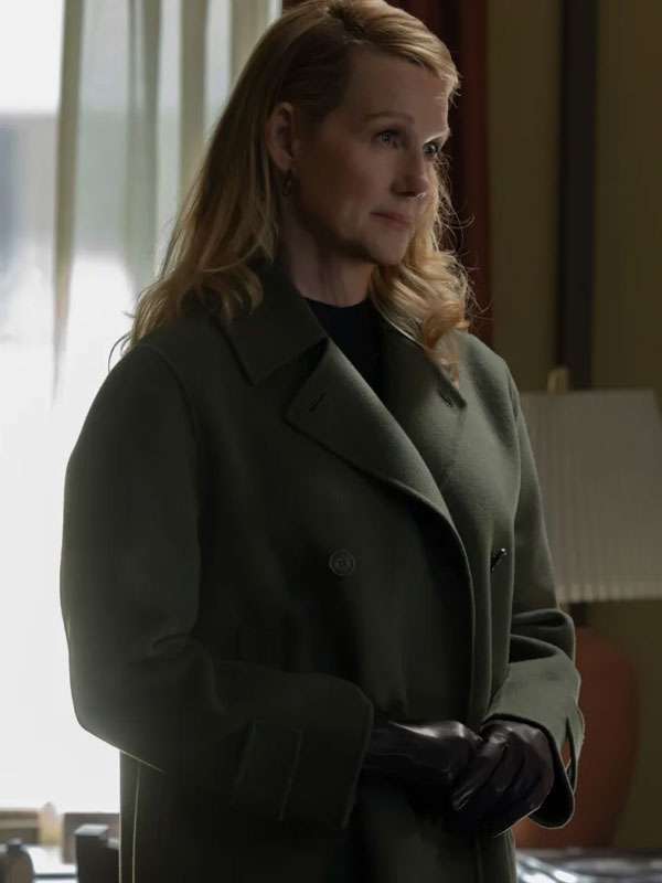 Laura Linney Lanterns 2026 Green Wool Coat