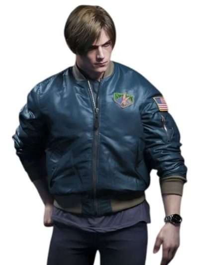 Resident Evil 4 Leon Kennedy Blue Bomber Jacket