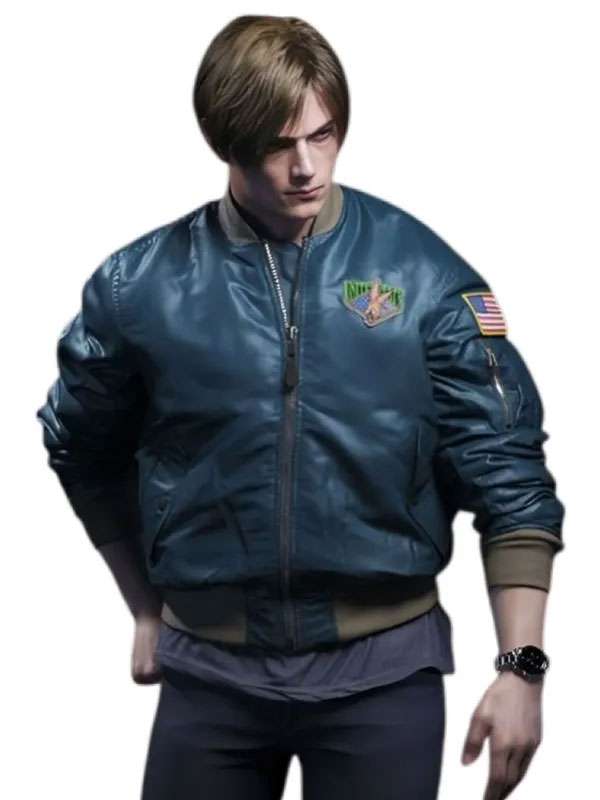 Resident Evil 4 Leon Kennedy Blue Bomber Jacket