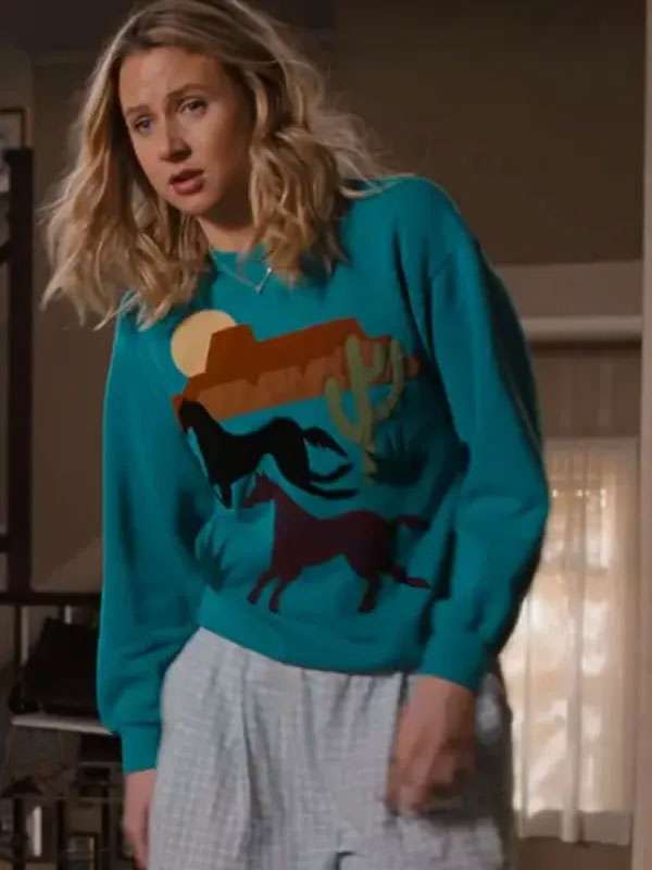 Lucy Freyer Adults S02 Horses Sea Green Sweatshirt