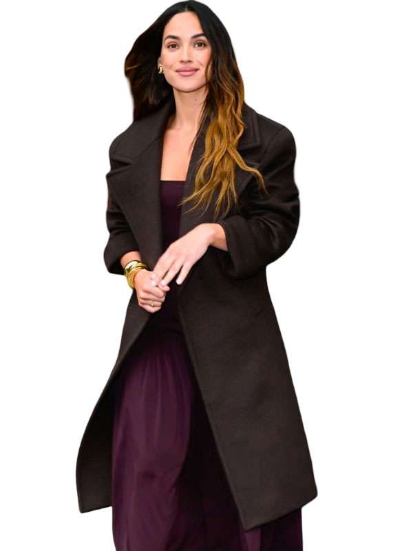 New York City Adria Arjona Brown Wool Coat