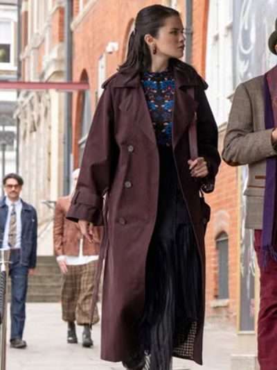 Mabel Mora Only Murders in the Building S06 Burgundy Trench Coat