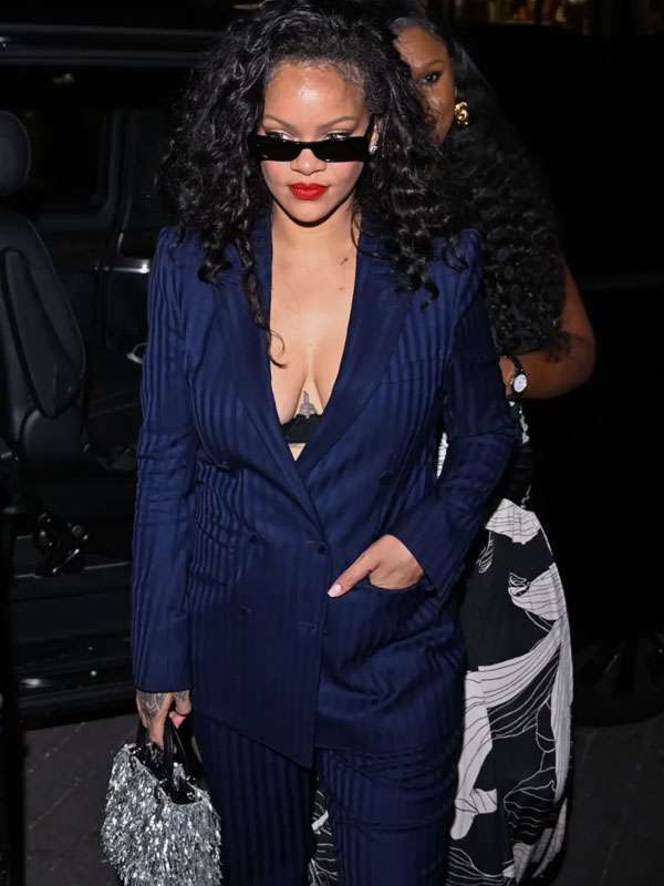 Paris Street Style 2026 Rihanna Navy Suit