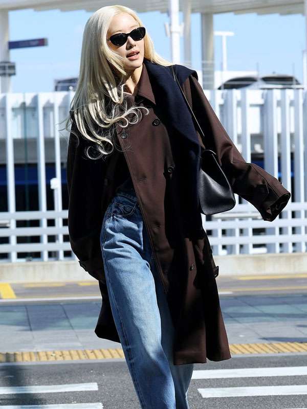 Street Style Rosé 2026 Brown Wool Coat