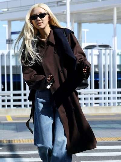 Incheon Street Style Rosé Brown Wool Coat