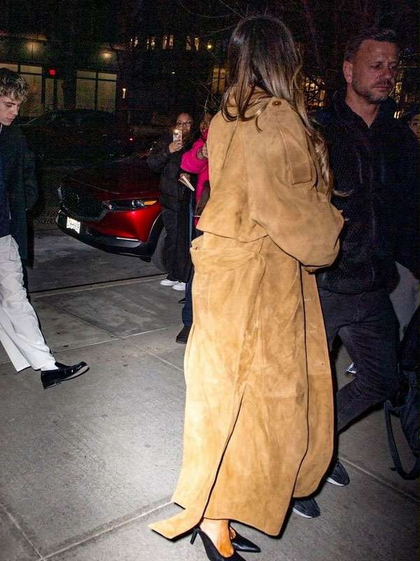 Tate McRae SNL After Party Brown Suede Leather Trench Coat