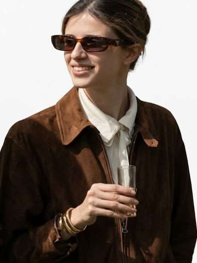 The Gentlemen Benedetta Porcaroli Brown Suede leather Jacket