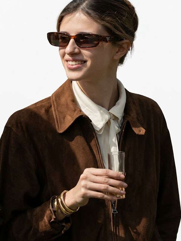 The Gentlemen Benedetta Porcaroli Brown Suede leather Jacket