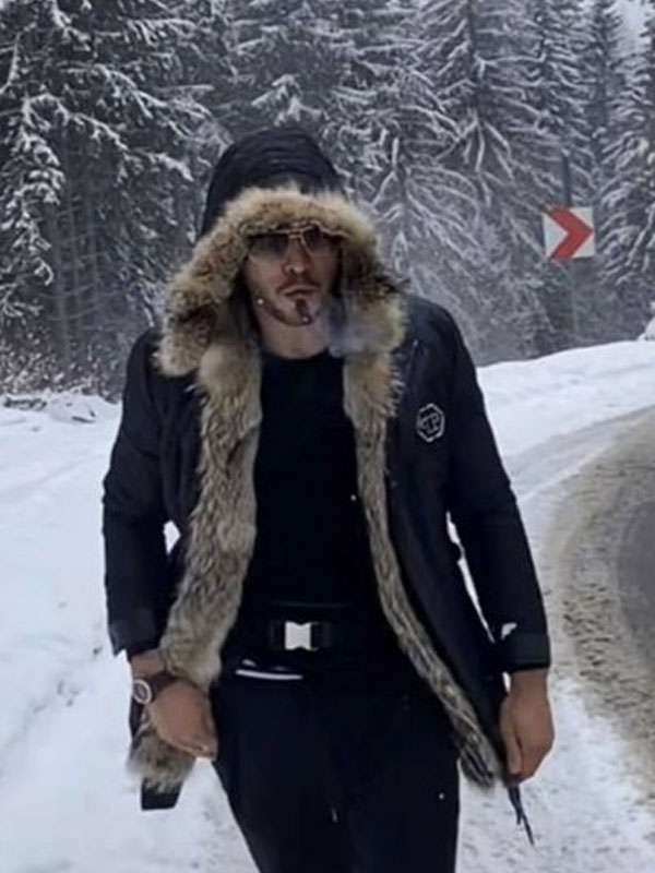 Top G Andrew Tate Black Shearling Fur Hooded Jacket