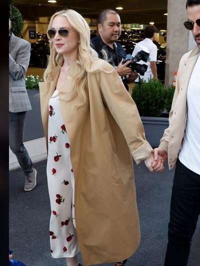 US Open Tennis 2026 Lindsay Lohan Beige Cotton Coat