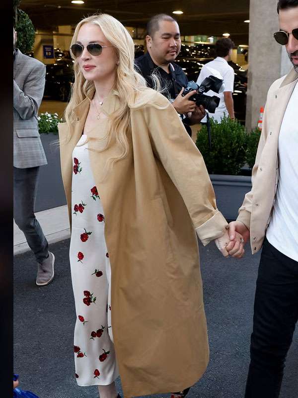 US Open Tennis 2026 Lindsay Lohan Beige Cotton Coat