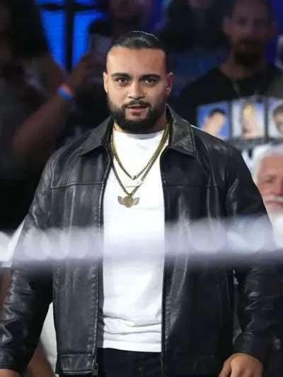WWE 2026 Mike Santana Black Leather Jacket
