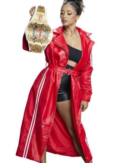 WWE NXT 2026 Kelani Jordan Red Leather Coat