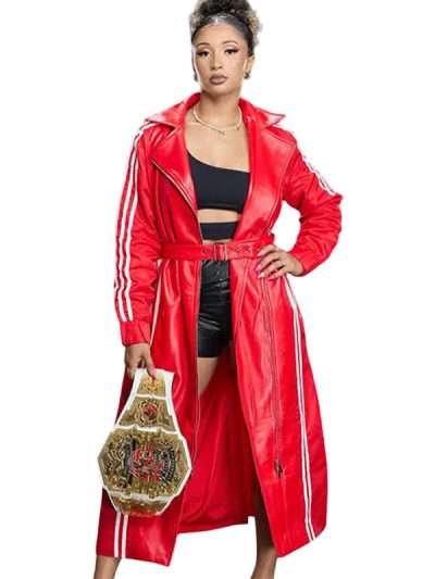 WWE NXT 2026 Kelani Jordan Red Leather Coat