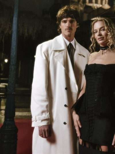 Wuthering Heights 2026 Premiere Night Jacob Elordi White Wool Coat