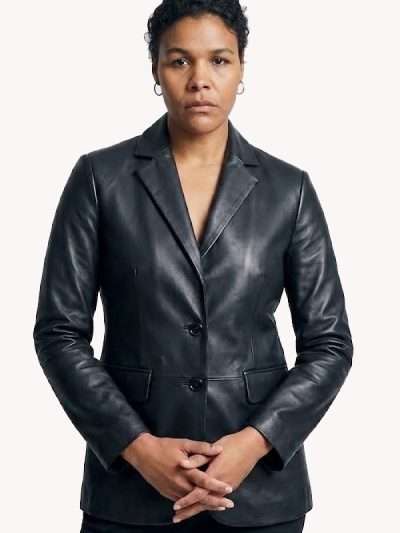 Zahra Newman Last Seen Black Leather Blazer