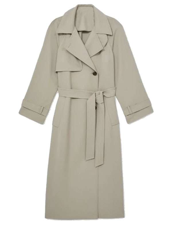 Amelia Bullmore Marble Hall Murders Grey Trench Coat