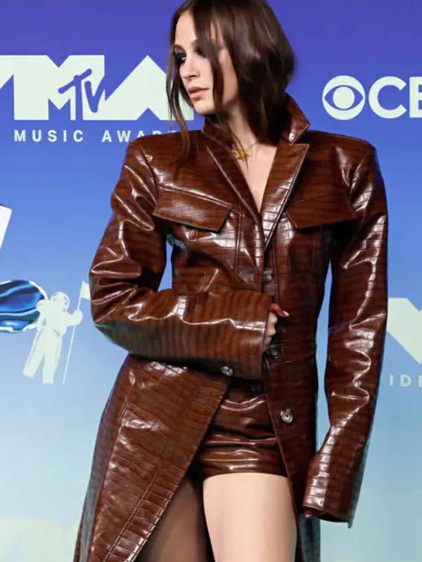 LA MTV VMAs 2026 Inji Brown Long Leather Coat