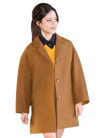 Press Photocall Klara and the Sun Jenna Ortega Brown Wool Coat