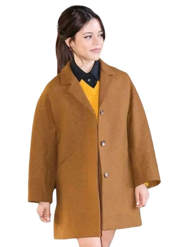 Press Photocall Klara and the Sun Jenna Ortega Brown Wool Coat