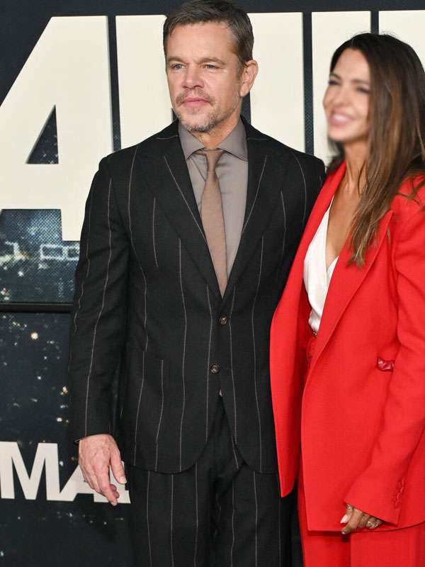 Matt Damon Animals Premiere Night 2026 Black Pinstripe Suit