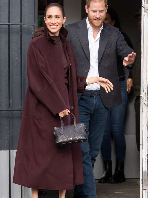Meghan Markle Nottingham Burgundy Wool Coat