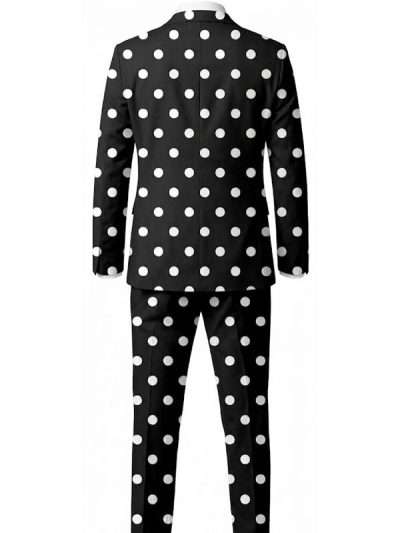 Halloween Men Black And White Polka Dots Suit