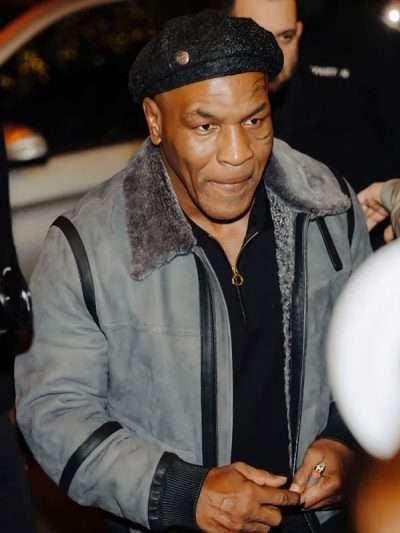 Mike Tyson Shearling Grey Suede Bomber Jacket