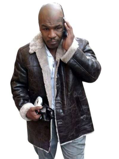 Mike Tyson Brown Shearling Leather Jacket