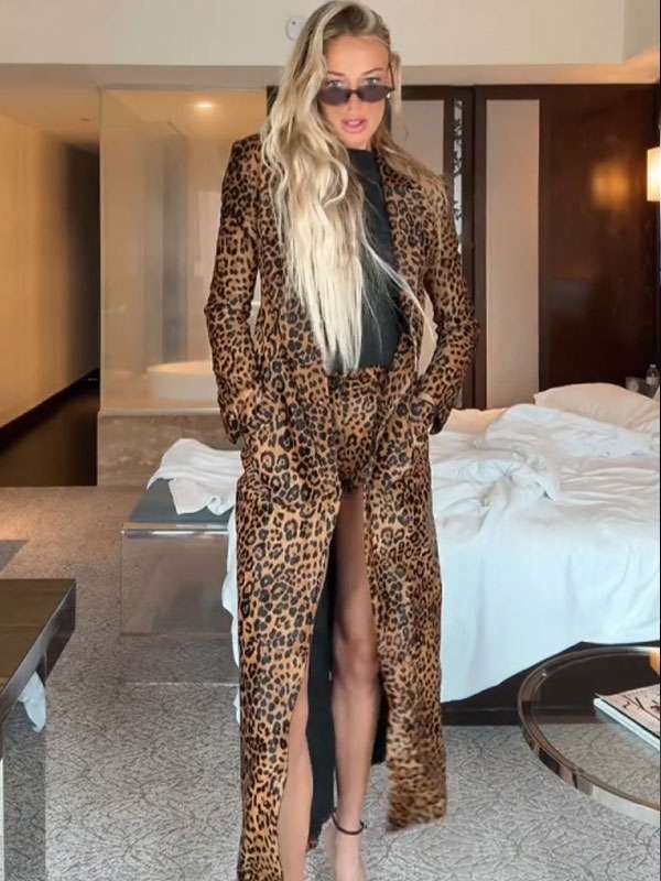 WNBA 2026 Sophie Cunningham Leopard Print Coat