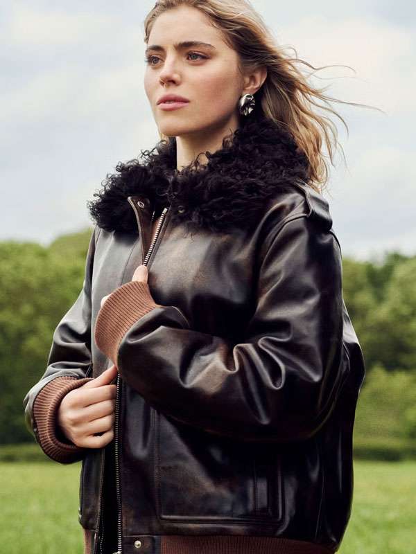 Rivals S02 Taggie O Hara Brown Fur Leather Jacket