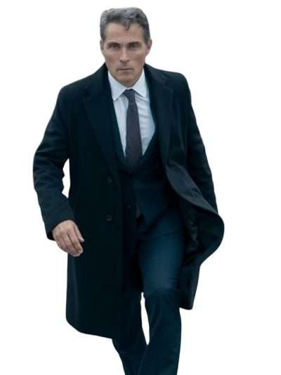 The Diplomat Hal Wyler Black Wool Coat