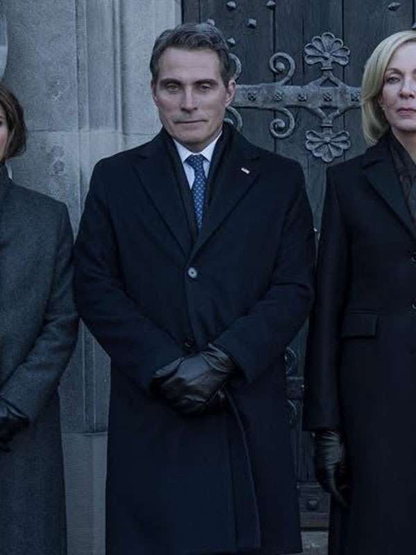 The Diplomat Hal Wyler Black Wool Coat