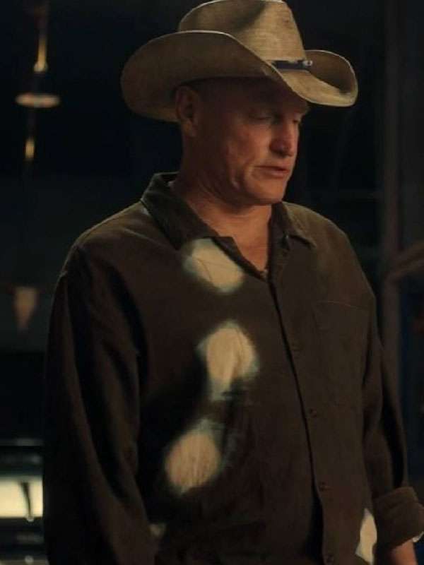Woody Harrelson Brothers 2026 Brown Lunar Printed Shirt